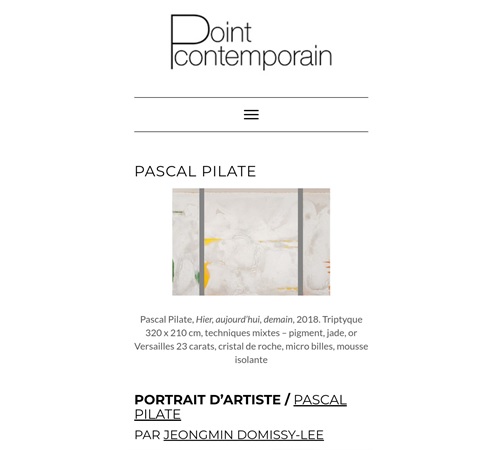 PORTRAIT D’ARTISTE – PASCAL PILATE, POINT CONTEMPORAIN 2020